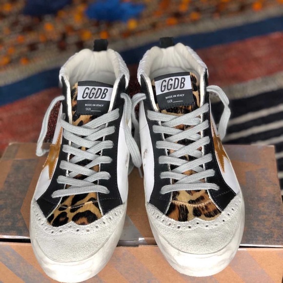 NIB Golden Goose Midstars Leopard Tongue Lace 37/7 - Picture 2 of 6